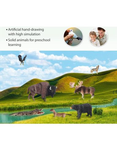 Figuras de Animales Volnau 7PCS América del Norte Educativas