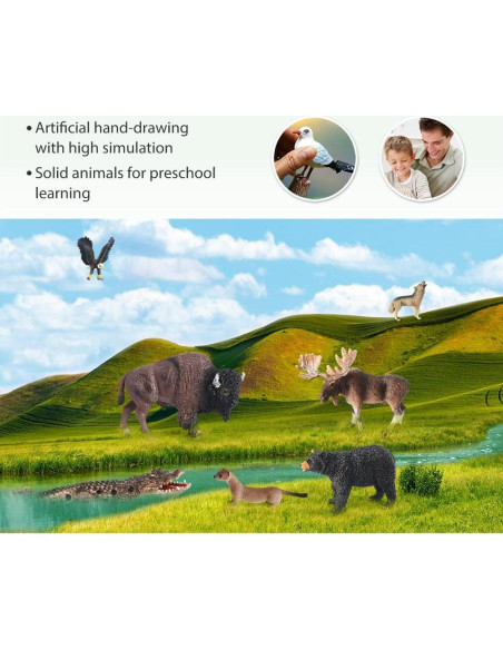 Figuras de Animales Volnau 7PCS América del Norte Educativas