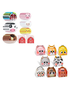 Juego de Platos y Servilletas de Animales de Granja 180PCS