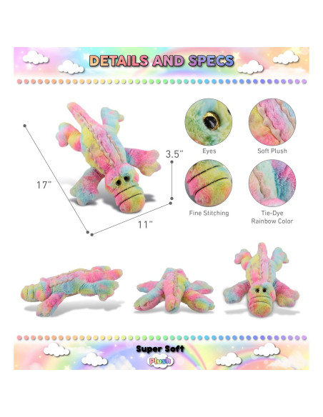 DolliBu Peluche Cocodrilo Arcoíris Suave 43 cm DolliBu Peluche Cocodrilo Arcoíris Suave 43 cm