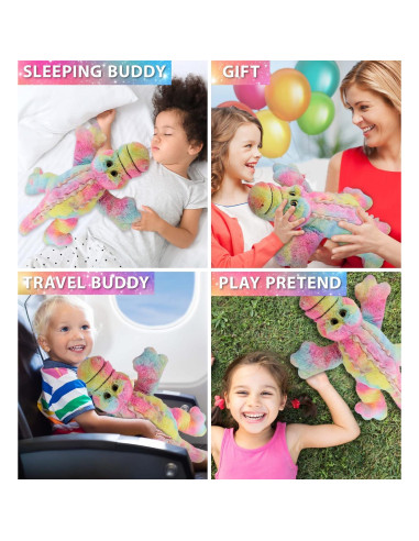 DolliBu Peluche Cocodrilo Arcoíris Suave 43 cm