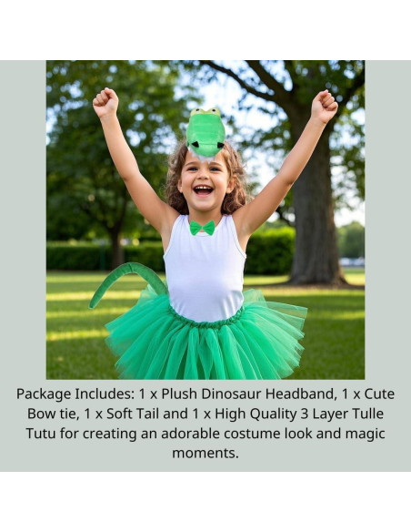 Disfraz de Dinosaurio Kirei Sui para Niños Verde Tutu 4 Piezas