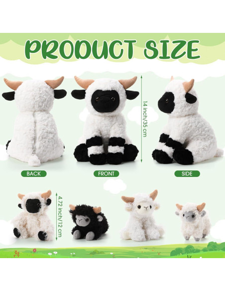 Conjunto de Peluches Oveja Lenwen 35 cm con 4 Corderitos