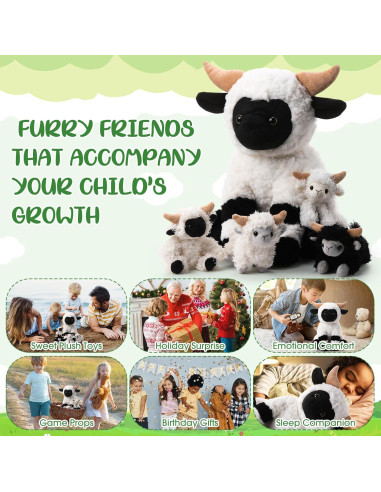 Conjunto de Peluches Oveja Lenwen 35 cm con 4 Corderitos