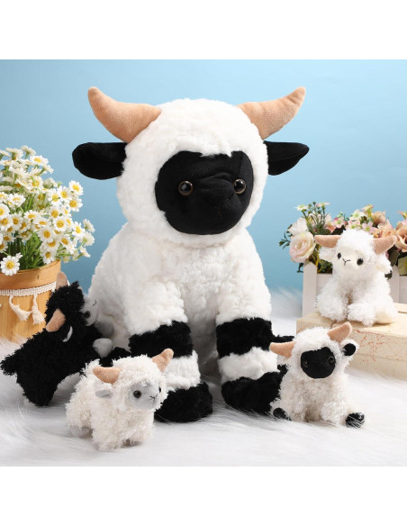 Conjunto de Peluches Oveja Lenwen 35 cm con 4 Corderitos