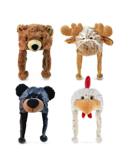 Conjunto de Sombreros de Peluche DolliBu 4 Animales Suaves
