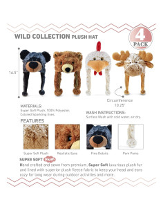 Conjunto de Sombreros de Peluche DolliBu 4 Animales Suaves 2