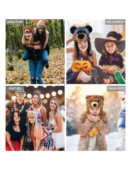 Conjunto de Sombreros de Peluche DolliBu 4 Animales Suaves