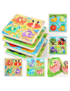 Rompecabezas de Madera GRINNNIE 4 Piezas para Niños 1-3 Años