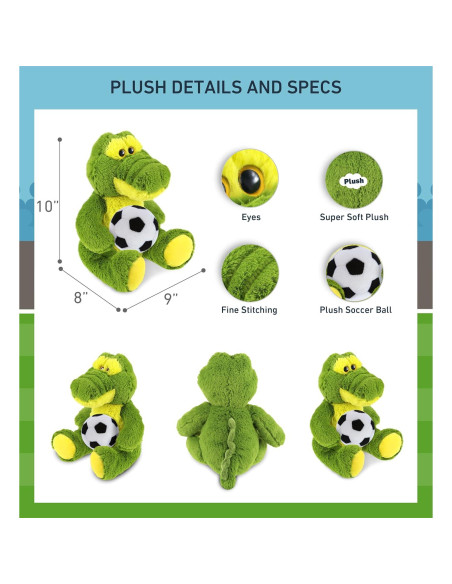 Juguete de Peluche Cocodrilo Verde DolliBu 30 cm con Balón