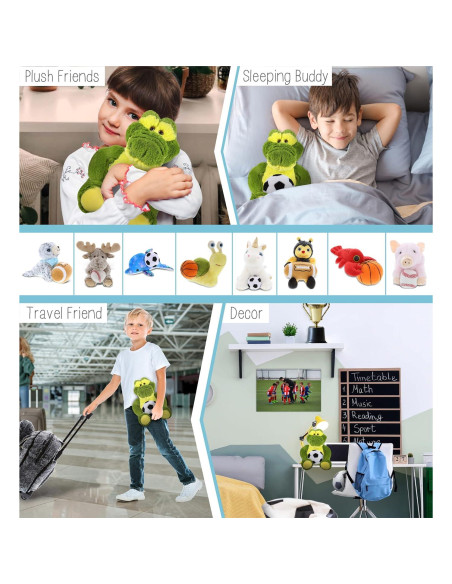 Juguete de Peluche Cocodrilo Verde DolliBu 30 cm con Balón