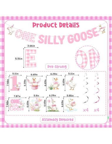 Decoración de Cumpleaños Ganso Tonto Wonmelody Rosa