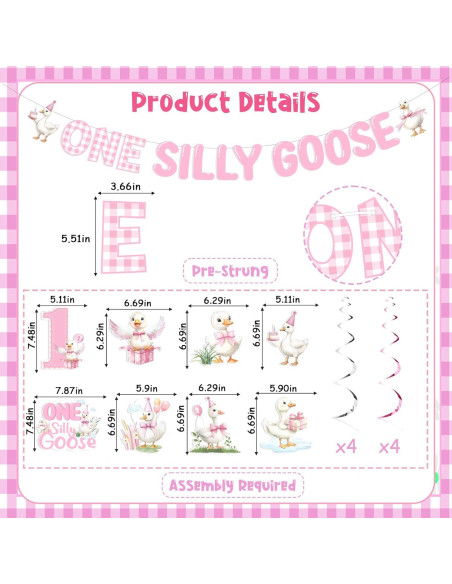 Decoración de Cumpleaños Ganso Tonto Wonmelody Rosa