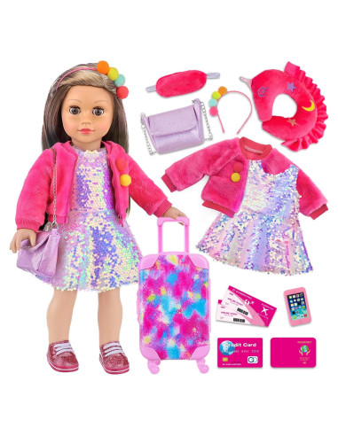 Juego de Maleta de Viaje K.T. Fancy para Muñecas 46 cm