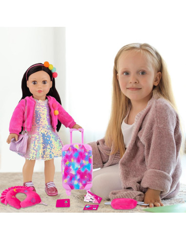 Juego de Maleta de Viaje K.T. Fancy para Muñecas 46 cm