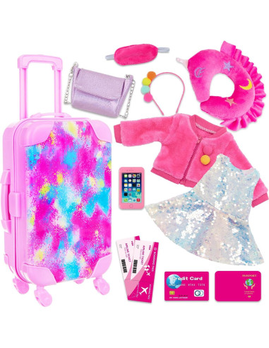 Juego de Maleta de Viaje K.T. Fancy para Muñecas 46 cm