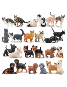 Juego de 24 figuras de gatos y perros EYSCOTA