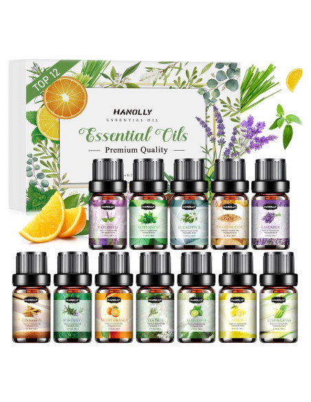 Juego de Aceites Esenciales 12x5ml Hanolly - Aromaterapia