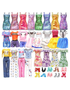 20 Pcs Ropa para Muñecas Carreuty 29 cm 3 Vestidos y 10 Zapatos