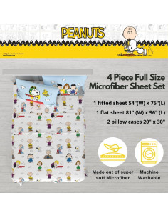 Juego de Sábanas Peanuts Franco 4 Piezas Microfibra Completo 2
