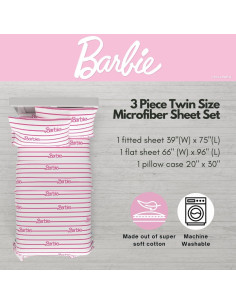 Juego de Sábanas Barbie Franco 3 Piezas Microfibra Individual 2
