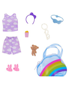 Llavero Bolsa Arcoíris Barbie con Pijamas y Accesorios