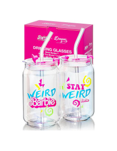 Tazas de Vidrio Dragon Glassware Barbie Rara - Set de 2