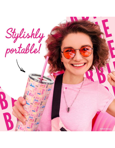 Vaso Aislado Dragon Glassware Barbie 680 ml con Pajilla