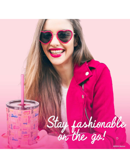 Vaso Aislado Dragon Glassware Barbie 680 ml con Pajilla