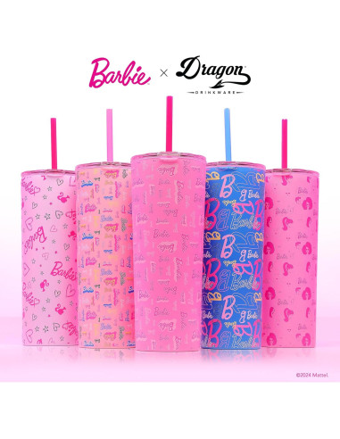 Vaso Aislado Dragon Glassware Barbie 680 ml con Pajilla