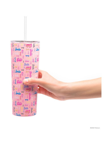 Vaso Aislado Dragon Glassware Barbie 680 ml con Pajilla