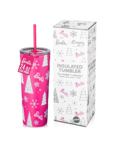 Vaso Aislado Dragon Glassware Barbie 24 oz Rosa Navidad