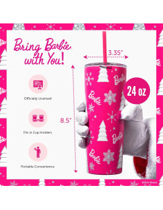 Vaso Aislado Dragon Glassware Barbie 24 oz Rosa Navidad 2