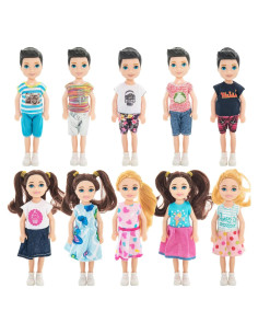 Conjunto 10 Muñecas Mini ONEST 12.7 cm Ropa y Zapatos