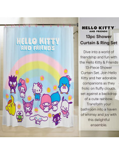 Juego de Cortina de Ducha Hello Kitty 13 Piezas Franco 2