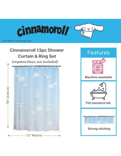 Cortina de Ducha Franco Cinnamoroll 70x72 cm 13 Piezas 2