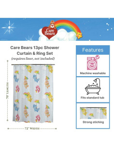 Cortina de Ducha Care Bears Franco 70x72 cm 13 Piezas 2