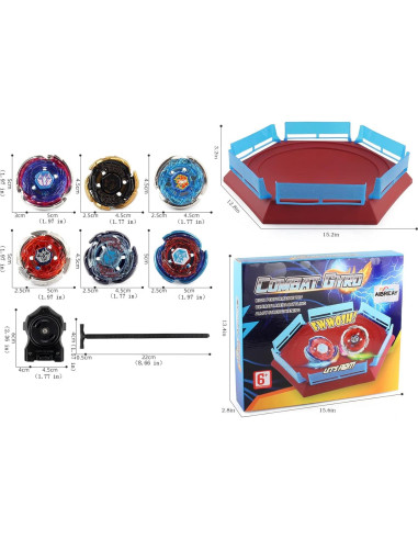 Conjunto Bey Battling Top AIBREAY 6 Tops 2 Lanzadores Arena