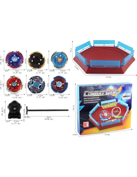 Conjunto Bey Battling Top AIBREAY 6 Tops 2 Lanzadores Arena