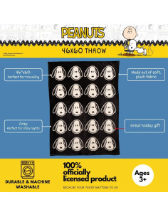 Manta Franco Peanuts Snoopy 116x152 cm Suave y Acogedora 2