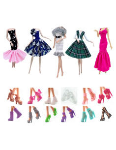 Ropa de Muñeca Apatsuki 5 Conjuntos + 12 Zapatos Aleatorios