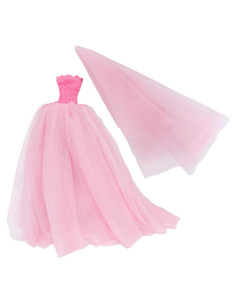 Vestido de Novia Rosa para Muñeca 29 cm + Velo BJDBUS