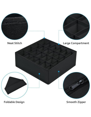 Organizador Plegable de Ropa Interior - 12 Divisores Negros