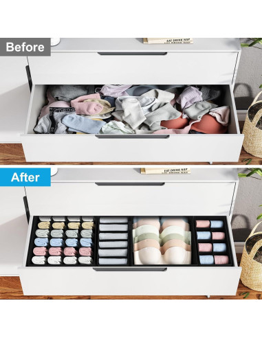 Organizador Plegable de Ropa Interior - 12 Divisores Negros