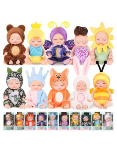 Muñecas Mini Bebé Hanaive 10 Pcs 11 cm Ropa de Animales