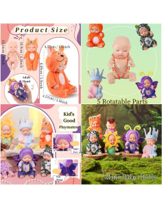 Set de 6 muñecas bebé mini TISDEN 10.9 cm estilo Bosque 2