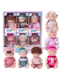 Conjunto de 6 muñecas bebé TISDEN mini 10.9 cm con ropa