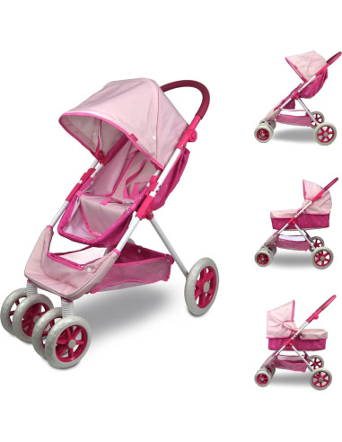 Cochecito de Muñecas ANIVIA 2 en 1 Rosa para Niños