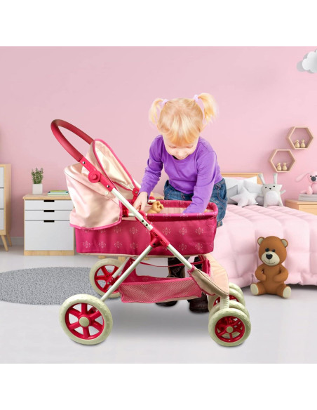 Cochecito de Muñecas ANIVIA 2 en 1 Rosa para Niños Cochecito de Muñecas ANIVIA 2 en 1 Rosa para Niños