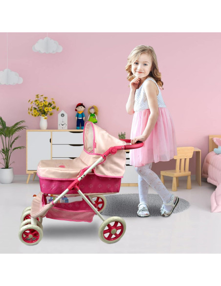 Cochecito de Muñecas ANIVIA 2 en 1 Rosa para Niños Cochecito de Muñecas ANIVIA 2 en 1 Rosa para Niños